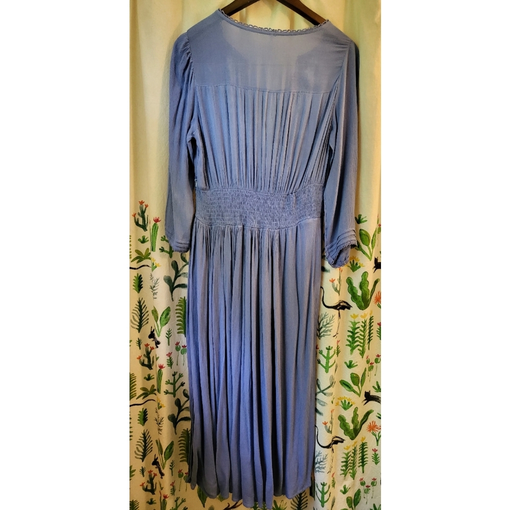 Free People Blue Embroidered Midi Dress - Picture 6 of 7